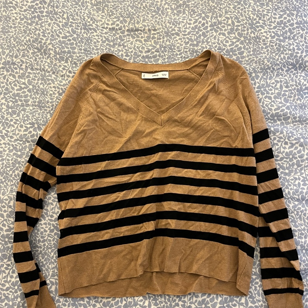 Tan and Black Striped Sweater